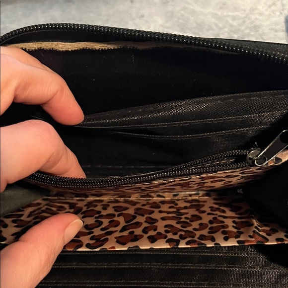 EUC Rebecca & Rifka Black Zip-Around Wristlet Wallet with Gold Medallion - Picture 15 of 16